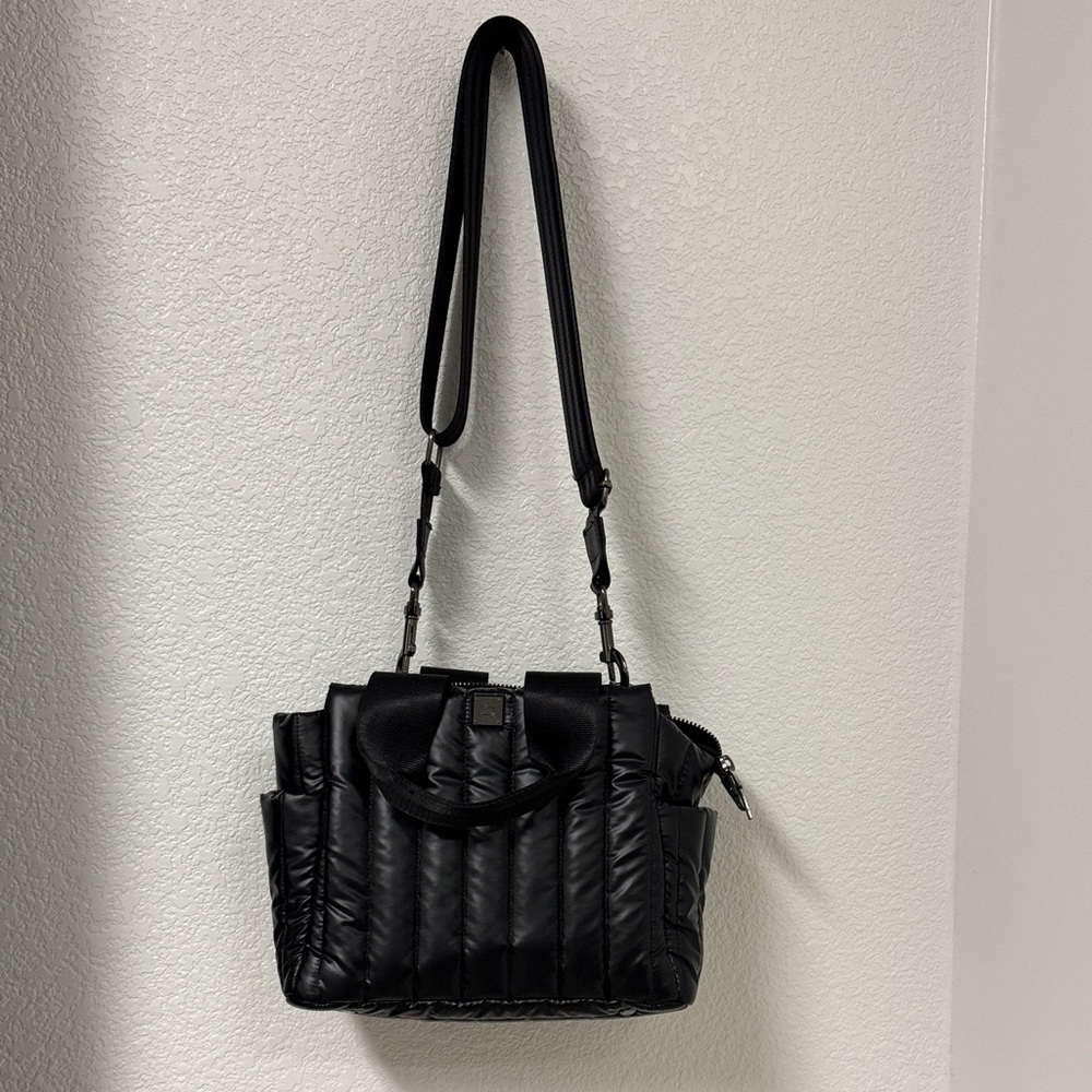 Think Royln Black Puffer Quilted Crossbody Handbag - Picture 3 of 11